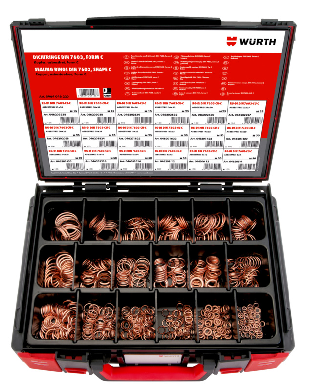 Coffret de joints cuivre DIN 7603 585 pcs Sysko