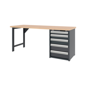 WRKBNCH-1LEG-CAB-5DRWR-2000-H835-RAL7016