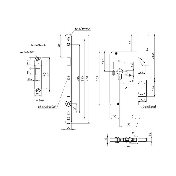 Slddr Mortise Lock Crcl Blt Skip Handle Prflcyl Rd