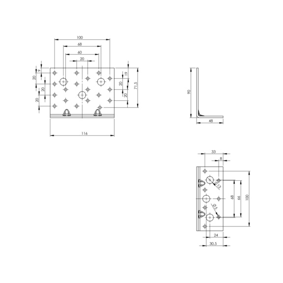 Angolari In Alluminio Per Fissaggio - 2 Pezzi 80x80 Mm, Perfetti Per Montaggi A Parete