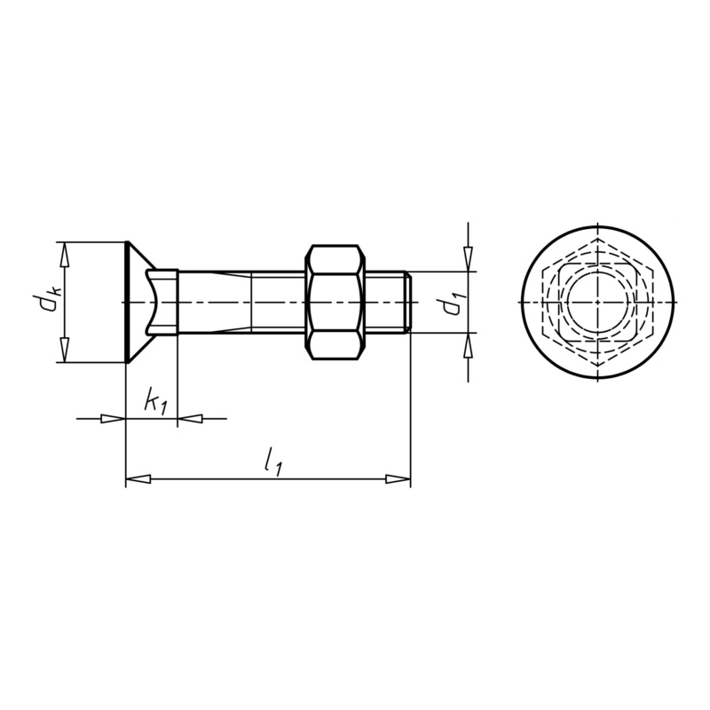 Senkschrauben mit niedrigem Vierkantansatz DIN 608 Mu 8.8 Stahl blank